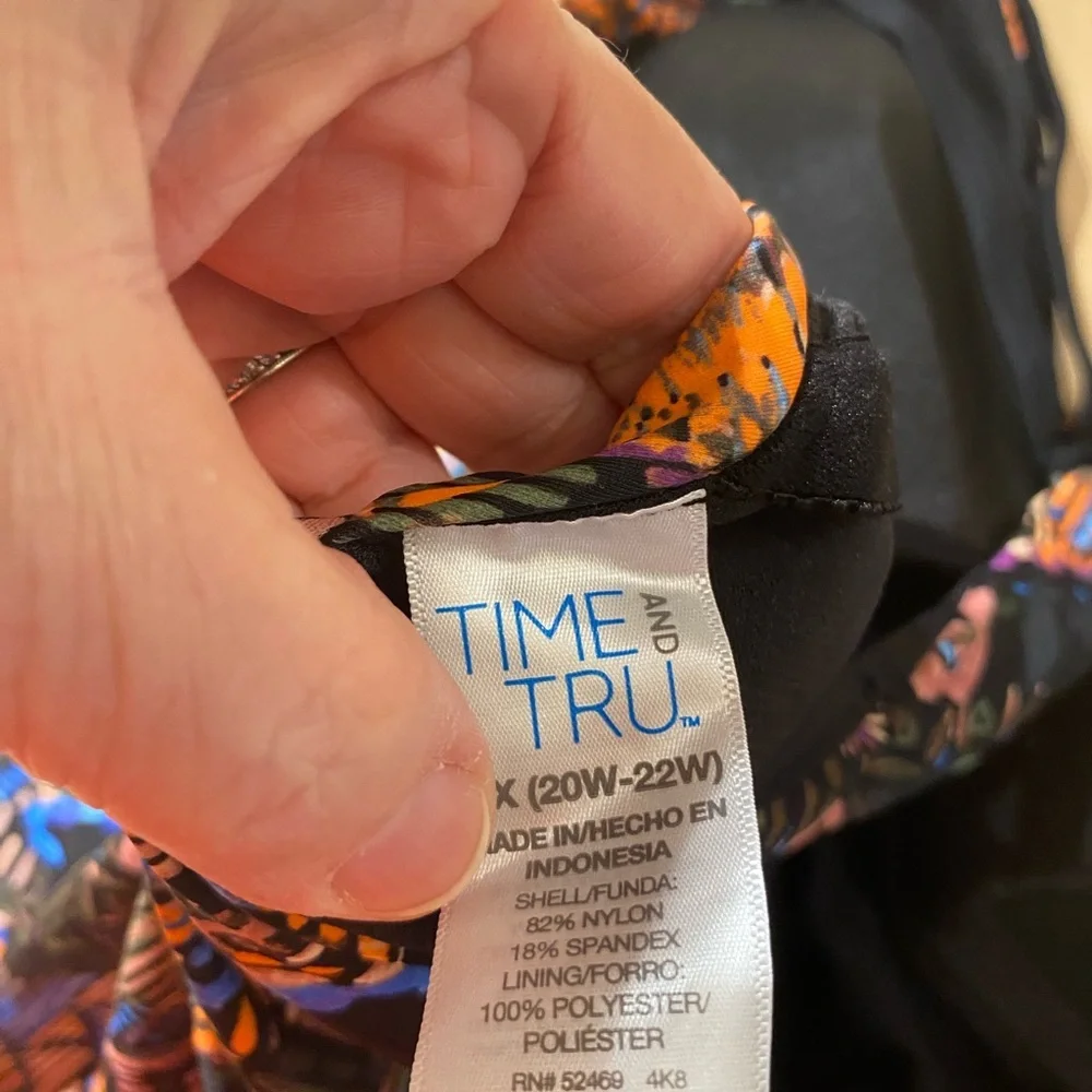 Time and Tru Multicolor Swimsuit 2X (20W-22W) (PQ)